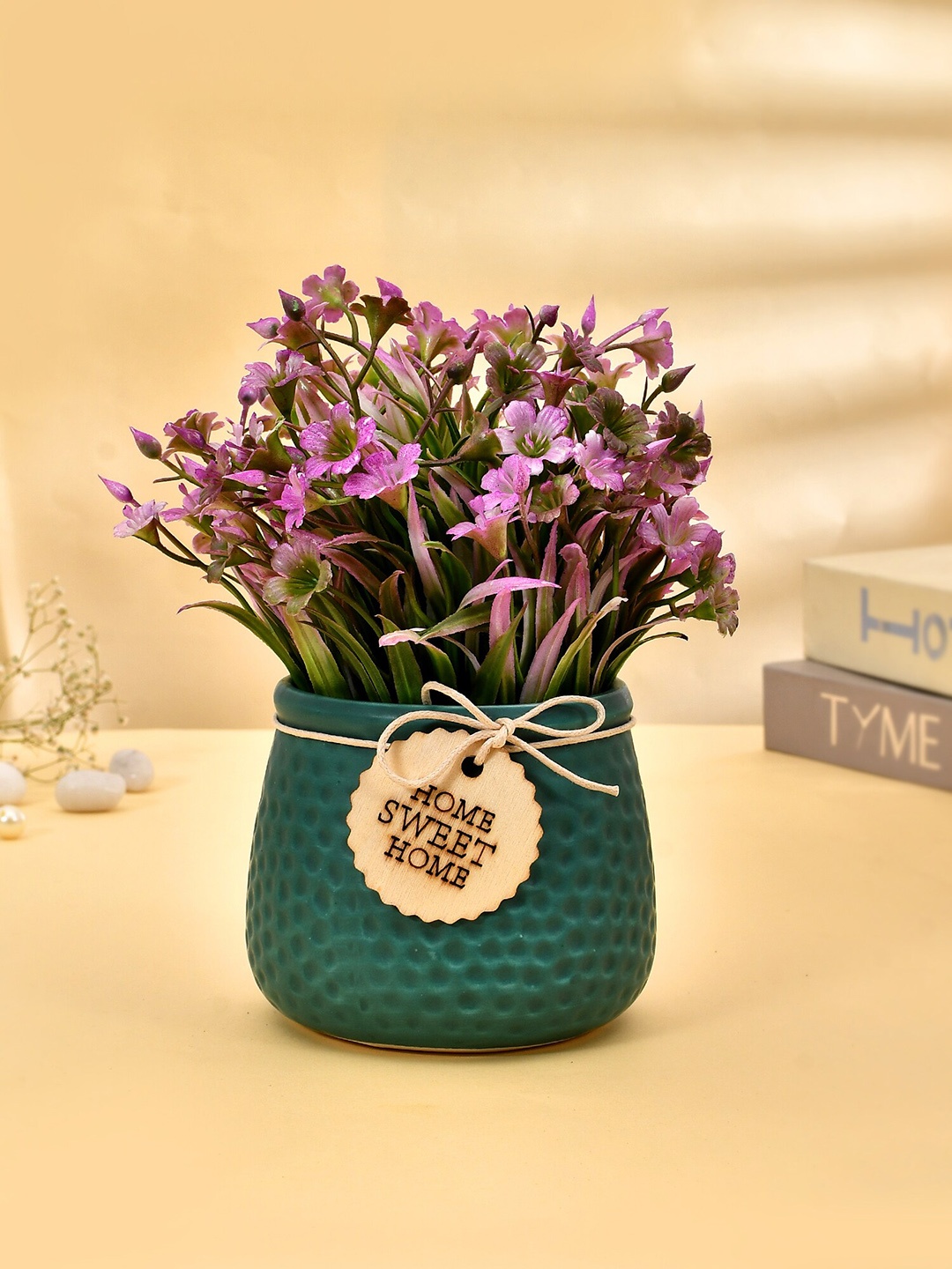 

TAYHAA Purple & Green Artificial Blossom Flowers & Plants with Pot