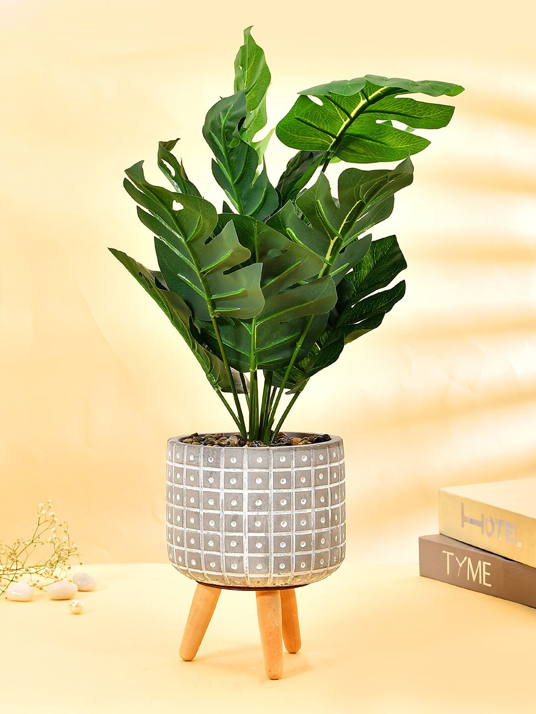 

TAYHAA Grey & Green Monstera Plant With Ceramic Pot