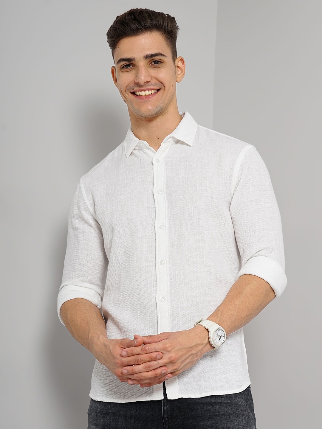 

Celio Straight Slim Fit Opaque Casual Shirt, White