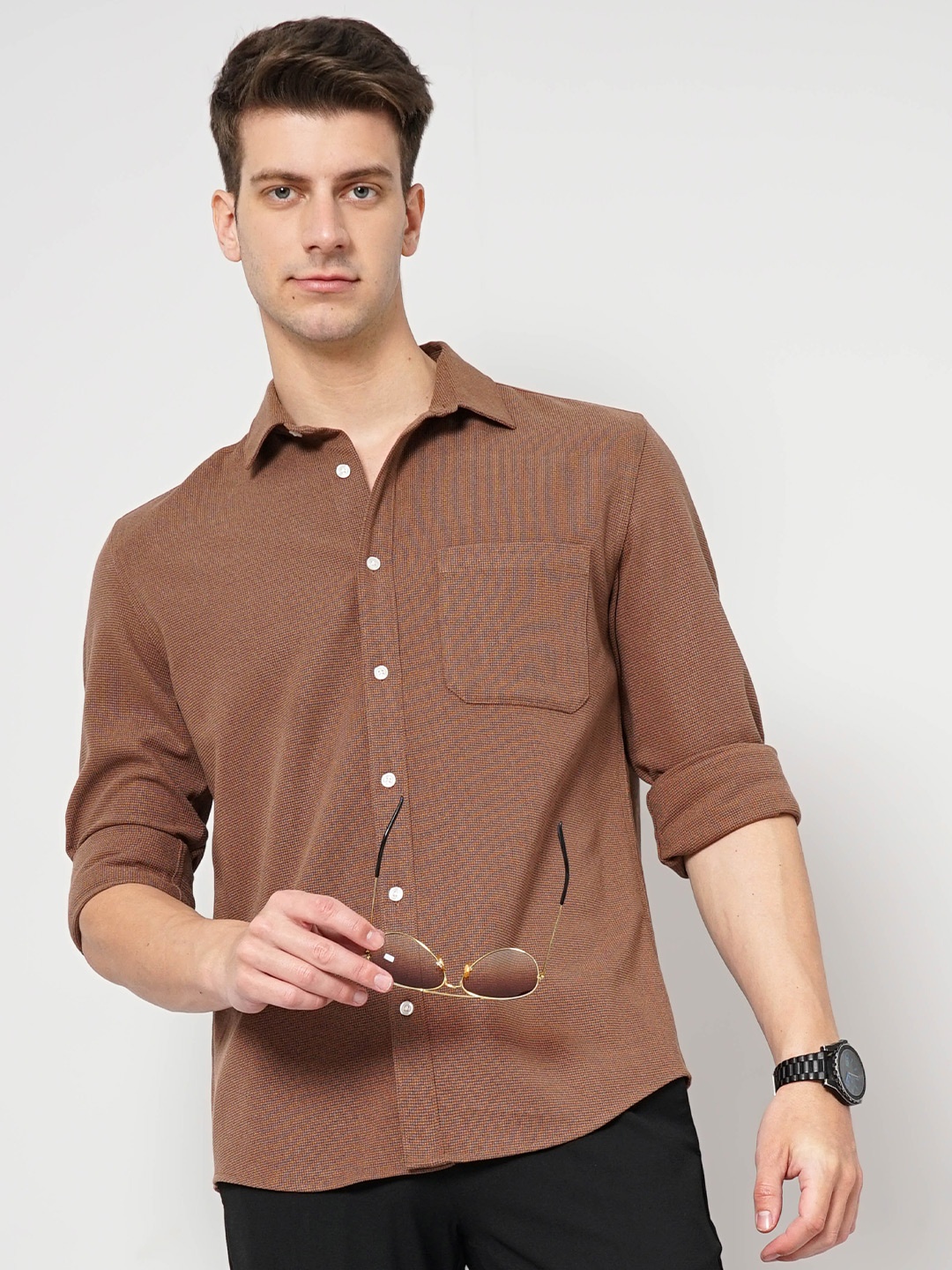 

Celio Classic Regular Fit Casual Shirt, Brown
