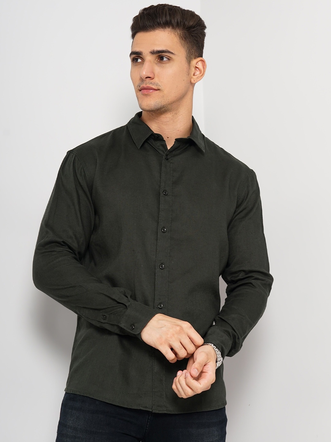 

Celio Classic Regular Fit Linen Casual Shirt, Green
