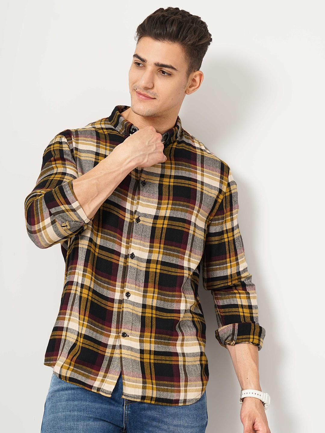 

Celio Classic Tartan Checks Casual Shirt, Black