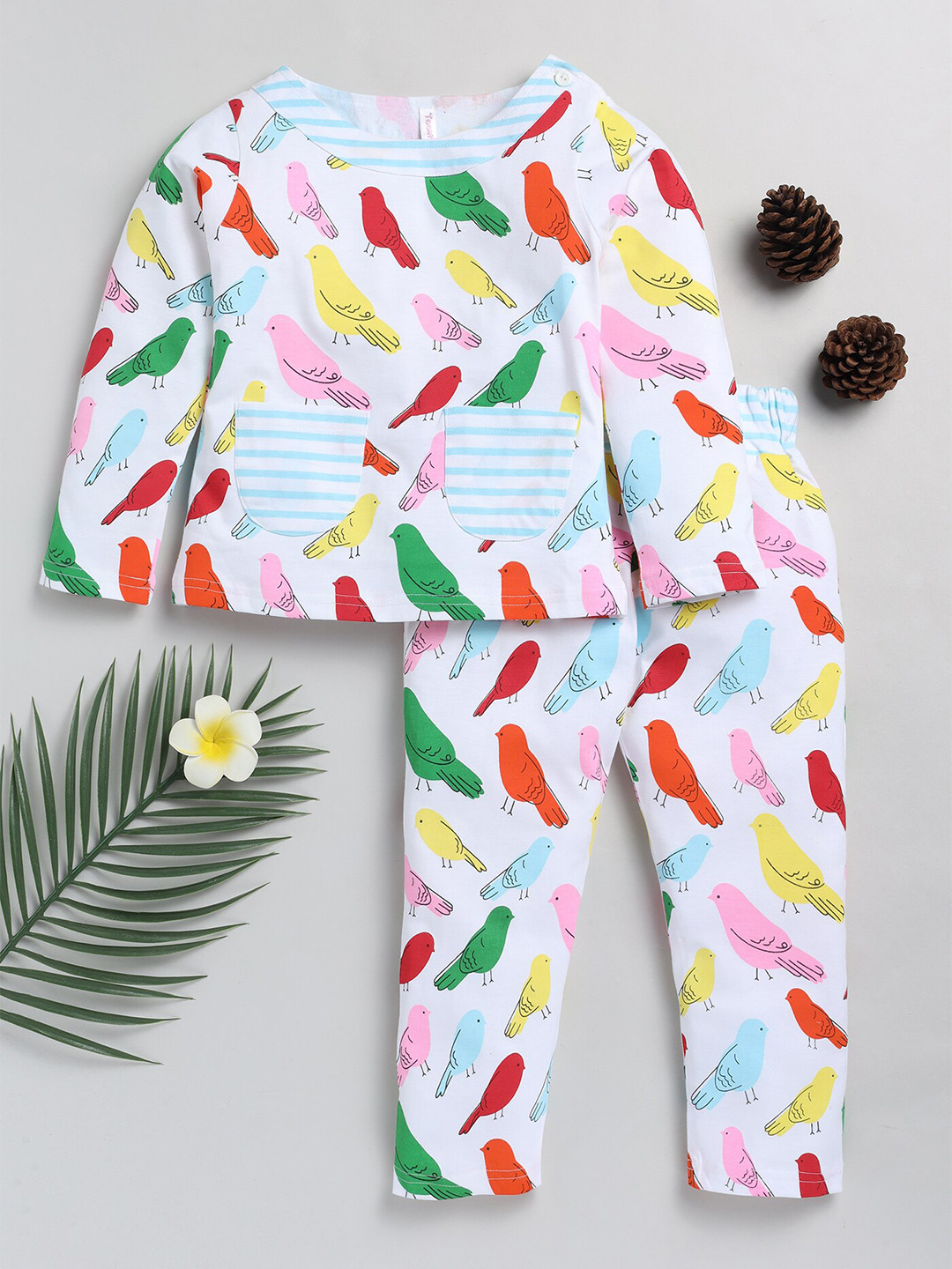 

Toonyport Girls Printed Pure Cotton Top With Trousers, White