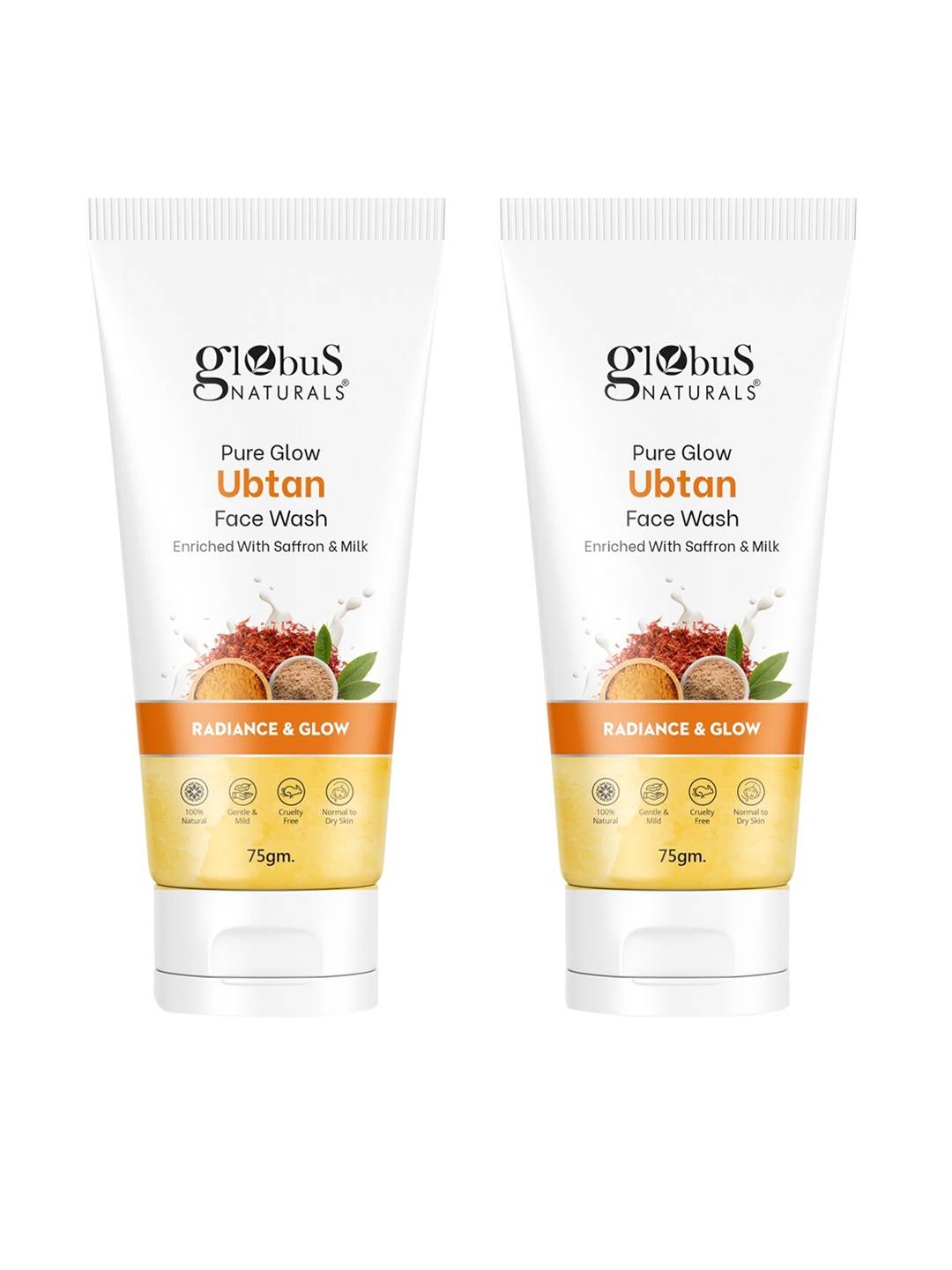 

Globus naturals Set of 2 Pure Glow Ubtan Face Wash with Saffron for Radiance - 75 g Each, White