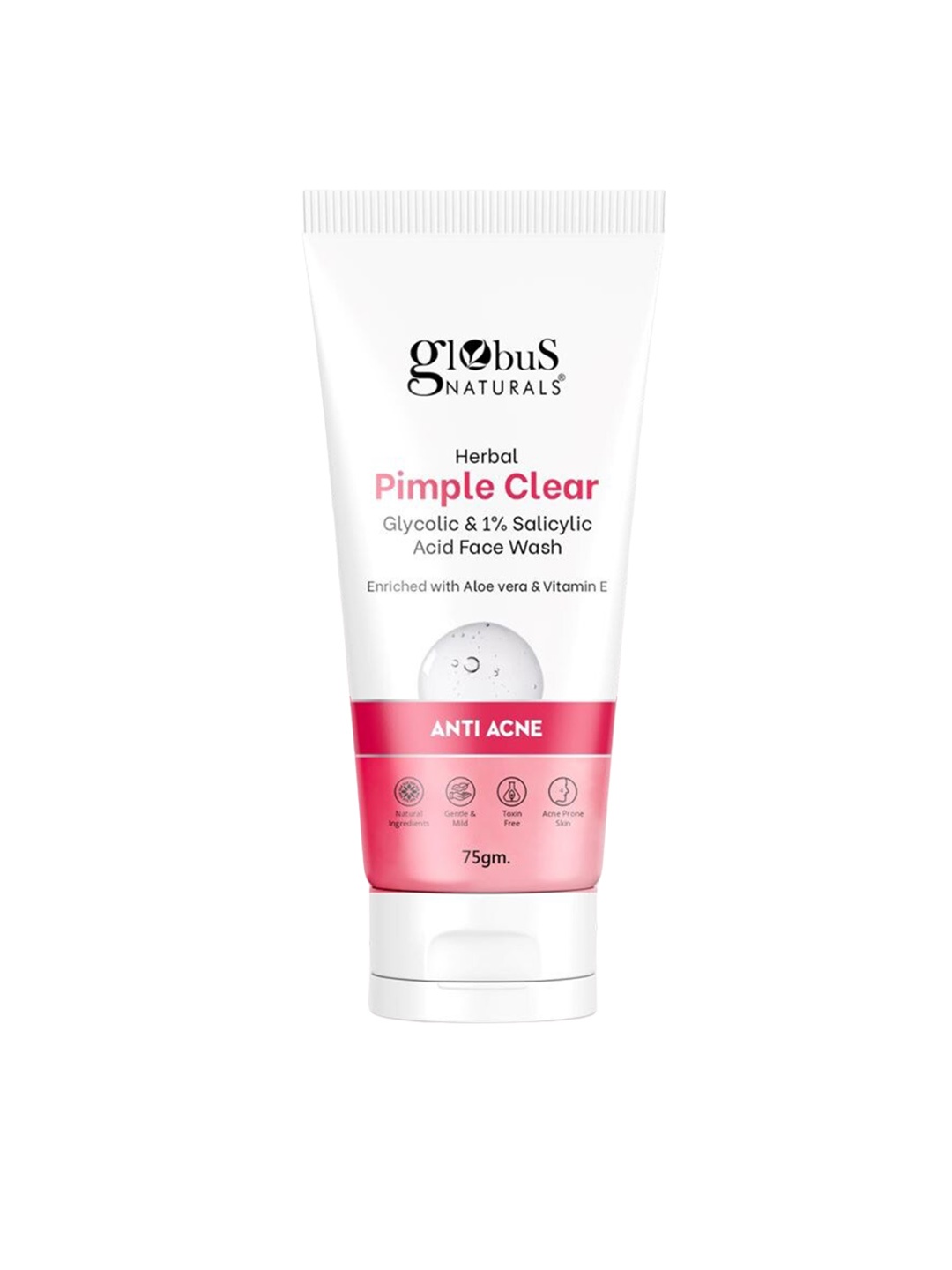 

Globus naturals Herbal Pimple Clear Glycolic & 1% Salicylic Acid Face Wash - 75g, Na