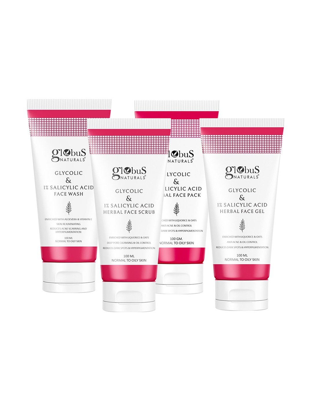 

Globus naturals Glycolic & Salicylic Acid Skin Care Combo for Normal & Oily Skin, White