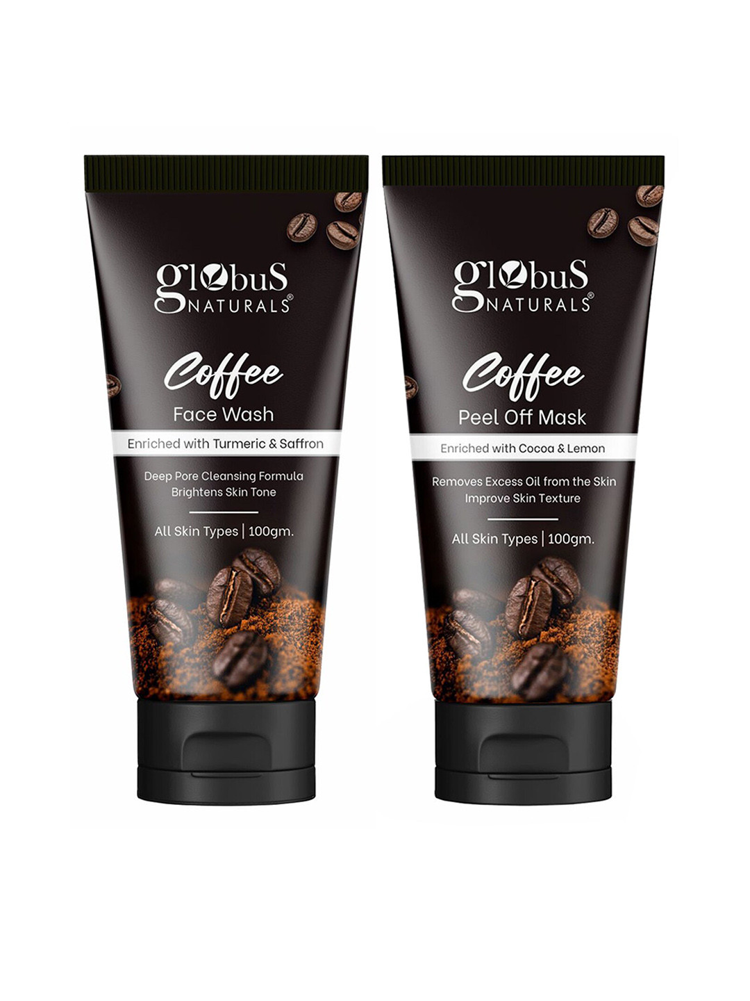 

Globus naturals Set Of 2 Charcoal Anti-Pollution Face Wash-Peel Off Mask - 100ml Each, Black