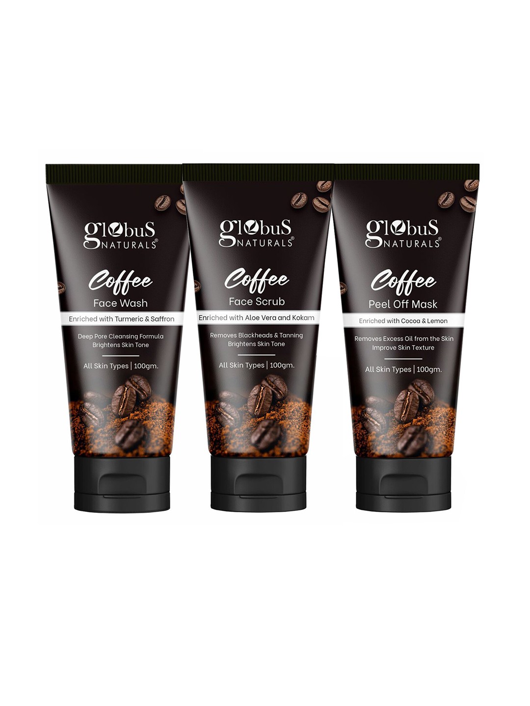 

Globus naturals Coffee Care Skin Brightening Combo - 100 g each, Black