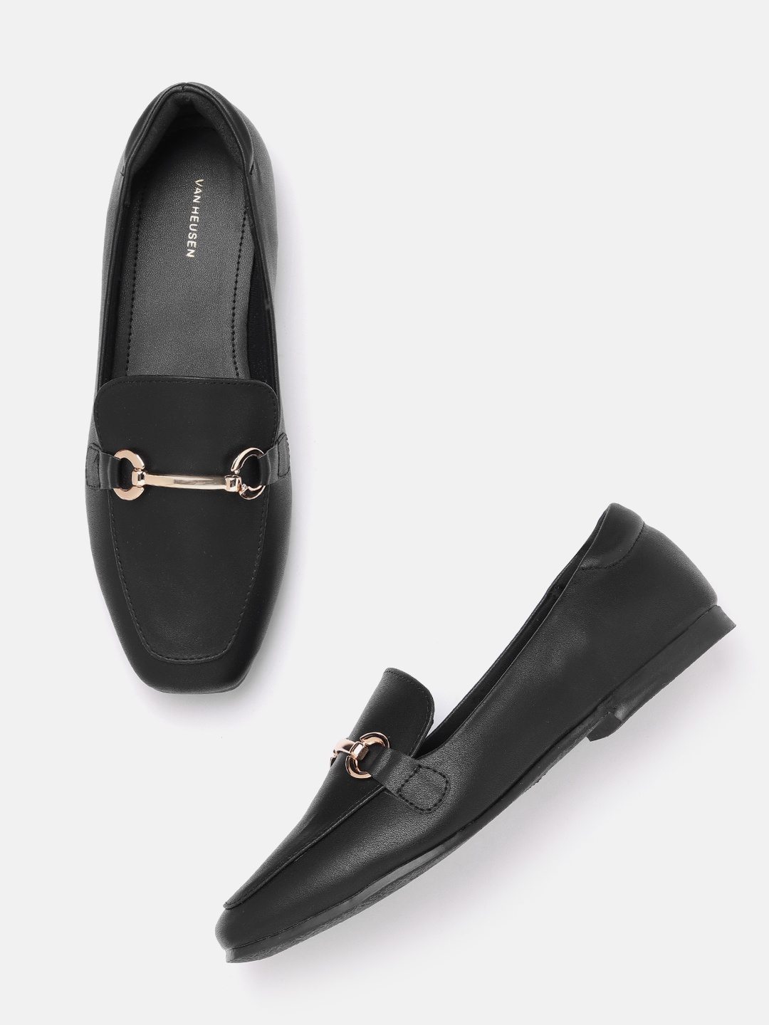 

Van Heusen Woman Square-Toe Horse-Bit Loafers, Black