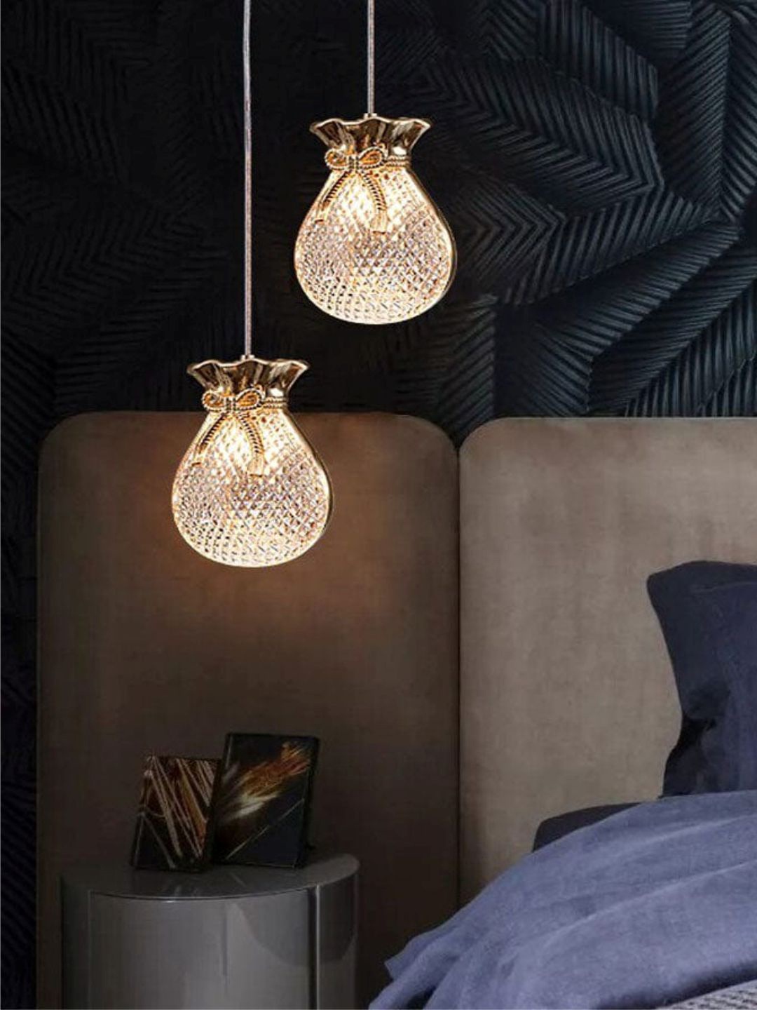 

The Art House Gold Toned Crystal Hanging Pendant Ceiling Lamps