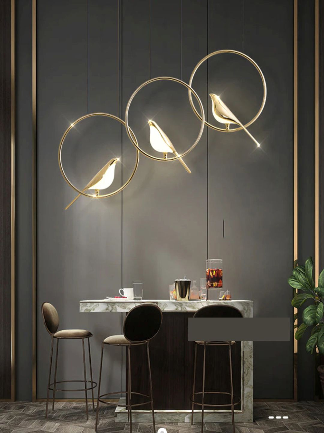 

The Art House Gold Toned 3-Light Hanging Pendant Ceiling Lamp