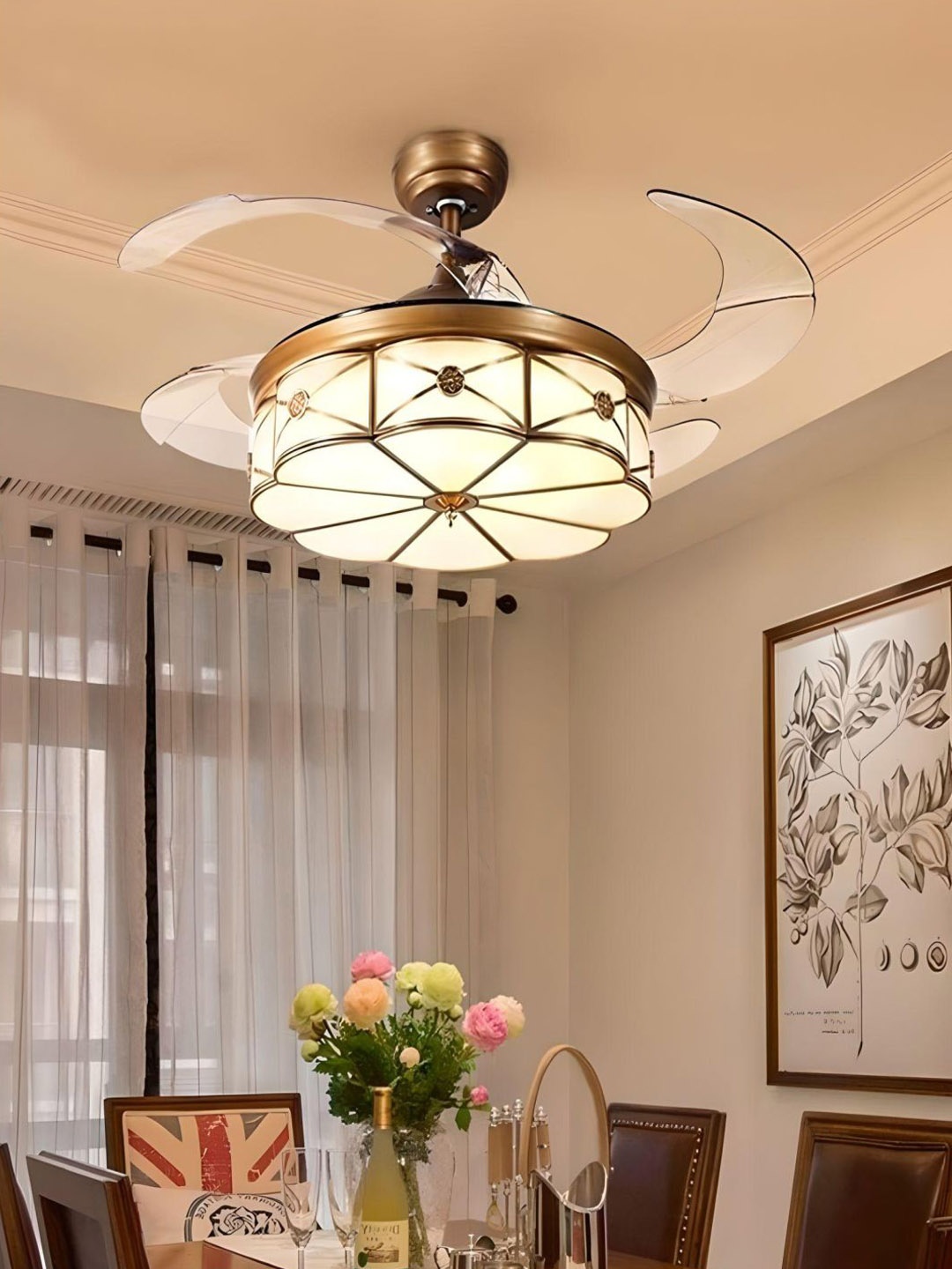 

The Art House Minimalist Chandelier Ceiling Light with Glass Lampshade, Copper