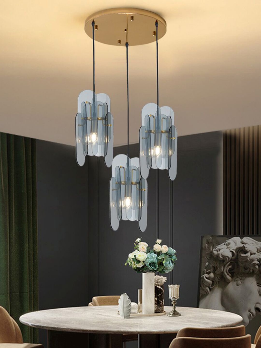 

The Art House Gold Toned 1 Light Modern Glass Pendant Ceiling Lamp
