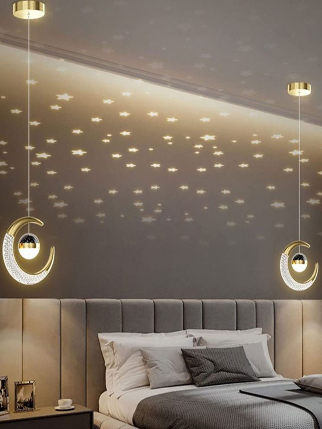 

The Art House White & Yellow Chandelier Star Sky Moon Hanging Light Ceiling Lamp