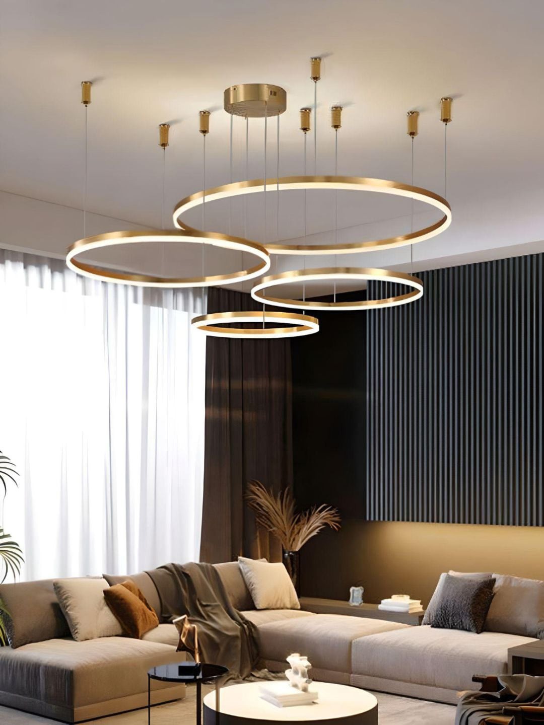 

The Art House 4 Light 4 Ring Chandelier Ceiling Lamps, Gold