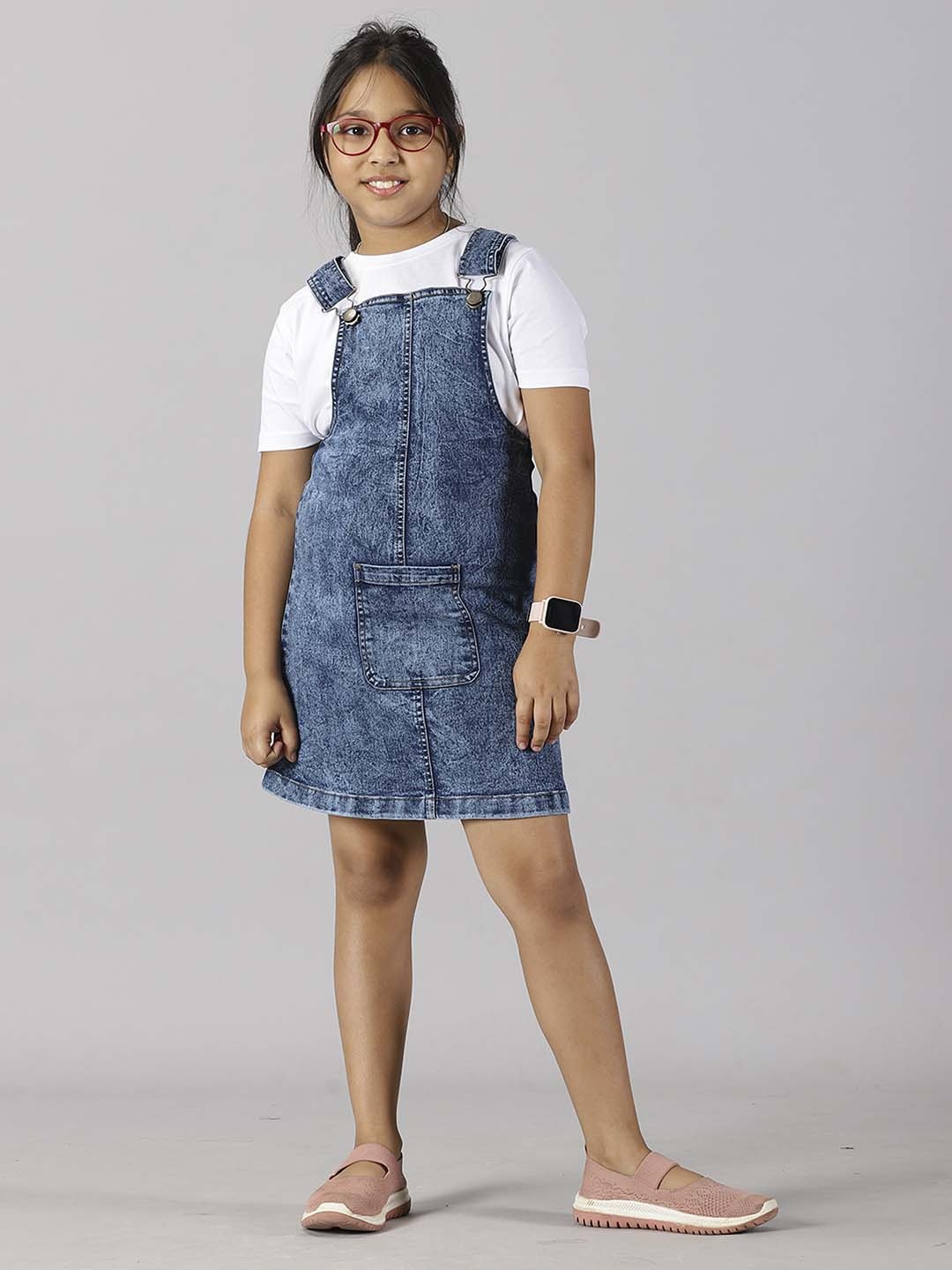 

KiddoPanti Girls Dungaree Skirt, Blue