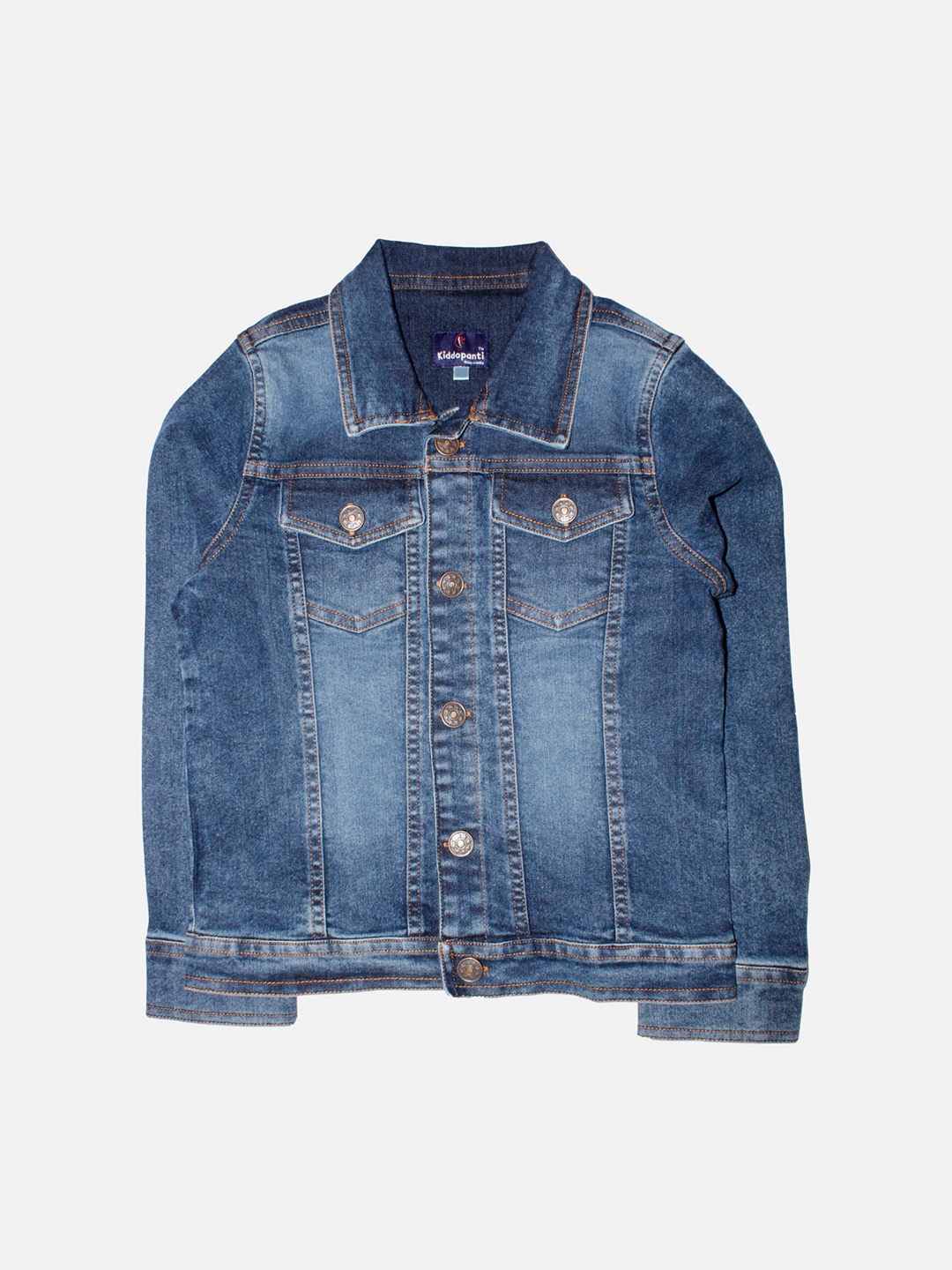 

KiddoPanti Boys Blue Washed Denim Jacket with Badge