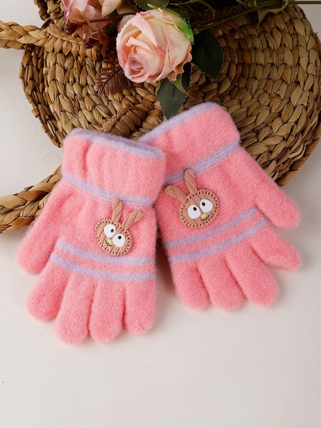 

PASSION PETALS Girls Self Design Acrylic Gloves, Pink