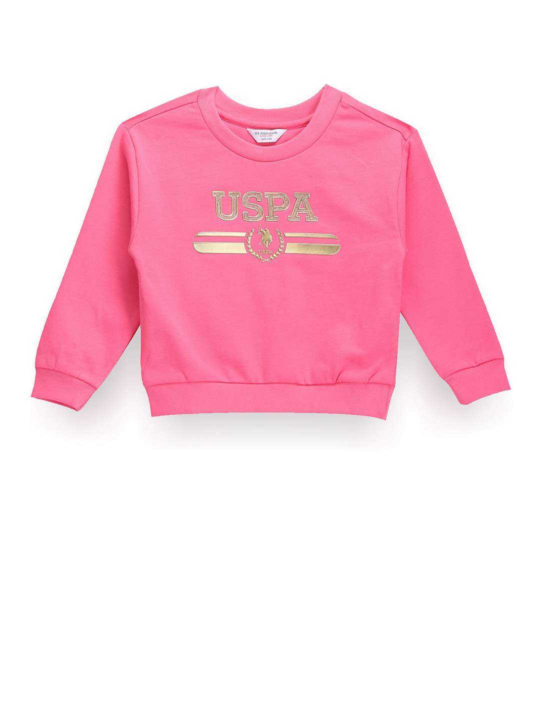 

U.S. Polo Assn. Kids Girls Typography Printed Pure Cotton Pullover Sweatshirt, Pink