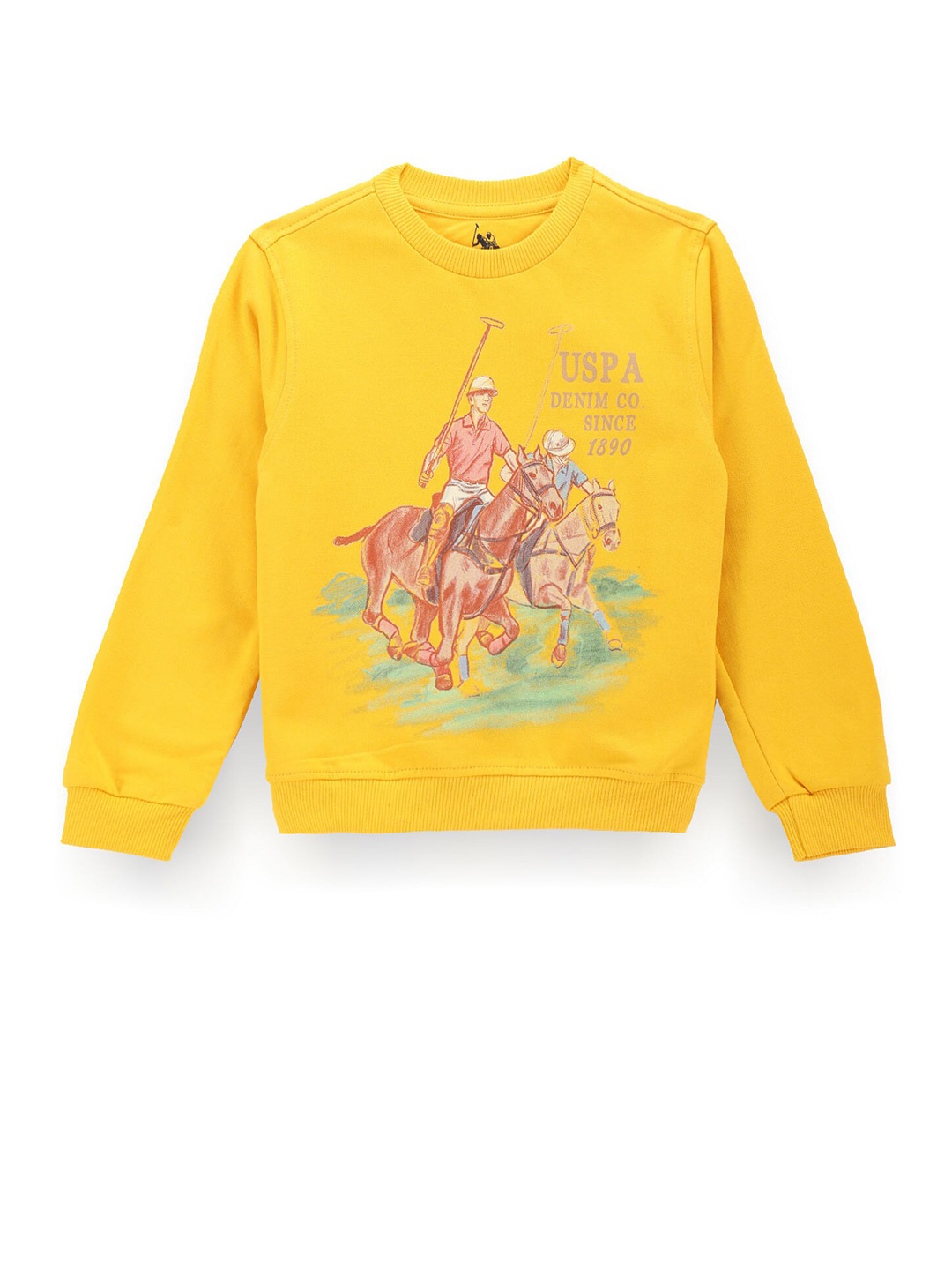 

U.S. Polo Assn. Kids Boys Graphic Printed Cotton Sweatshirt, Yellow