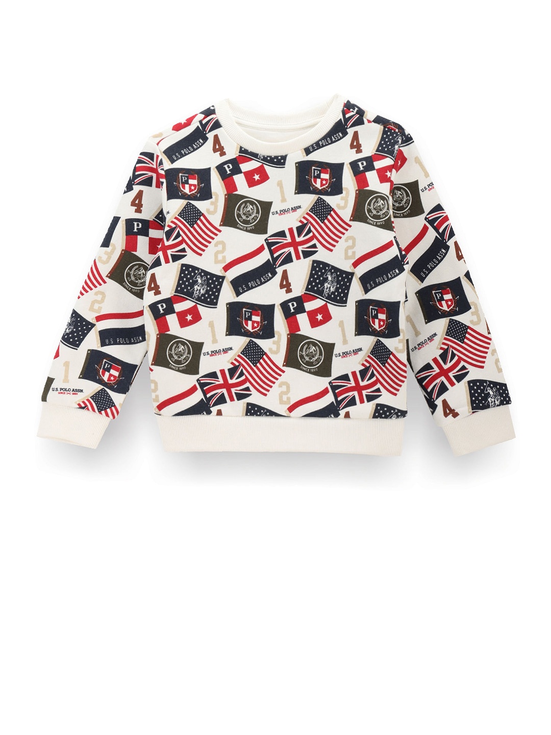 

U.S. Polo Assn. Kids Boys Graphic Printed Cotton Sweatshirt, White