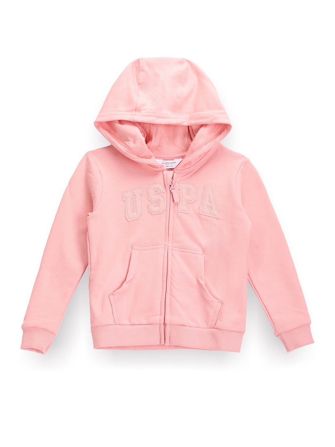 

U.S. Polo Assn. Kids Girls Hooded Pure Cotton Sweatshirt, Pink