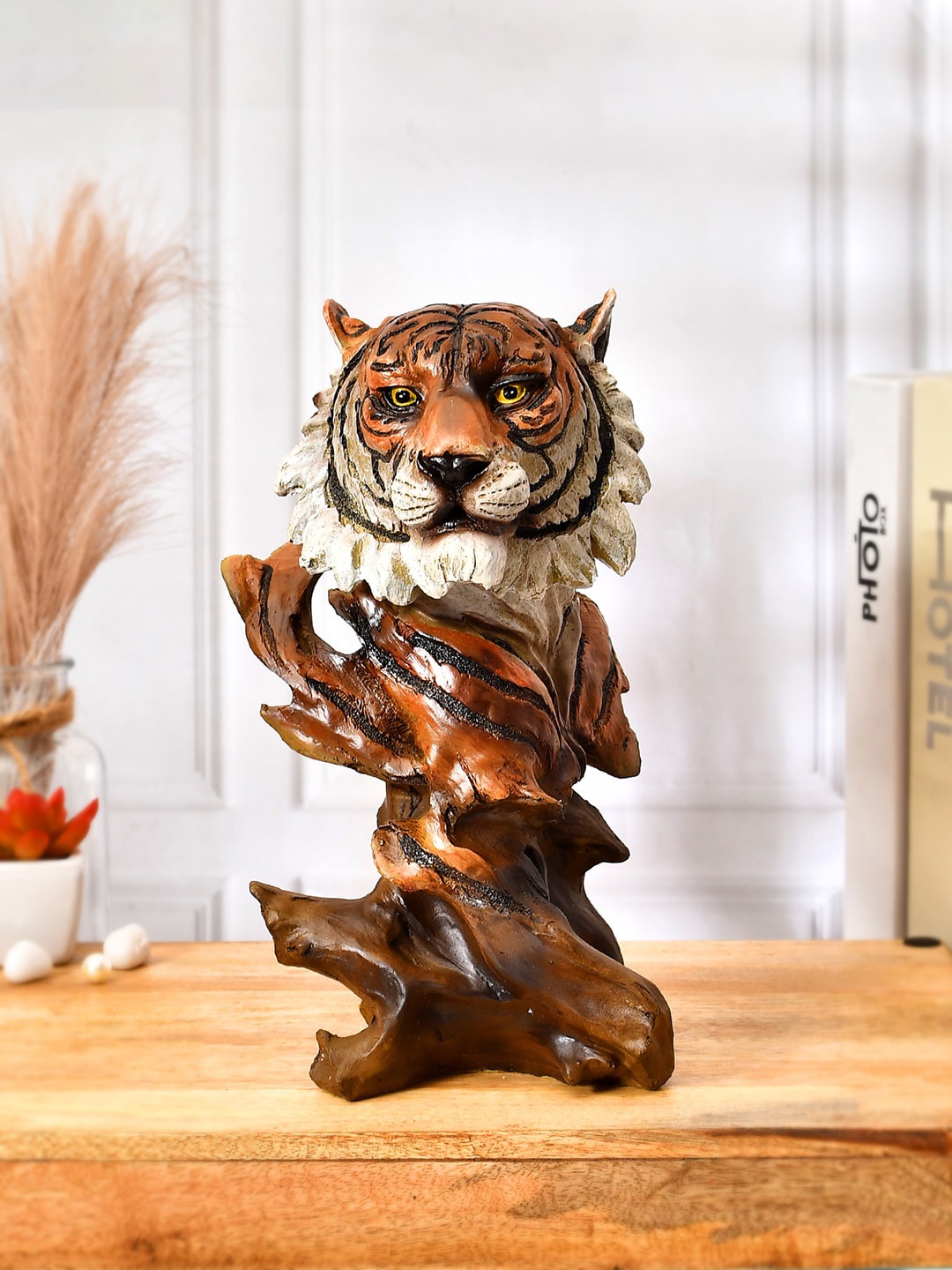 

TAYHAA Brown Fiery Tiger Head Showpiece