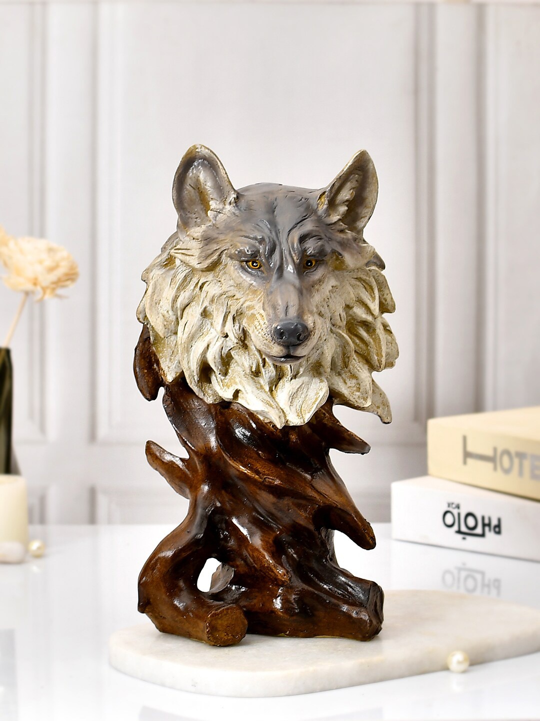 

TAYHAA Brown & Grey Wolf's Den Figurine Showpiece