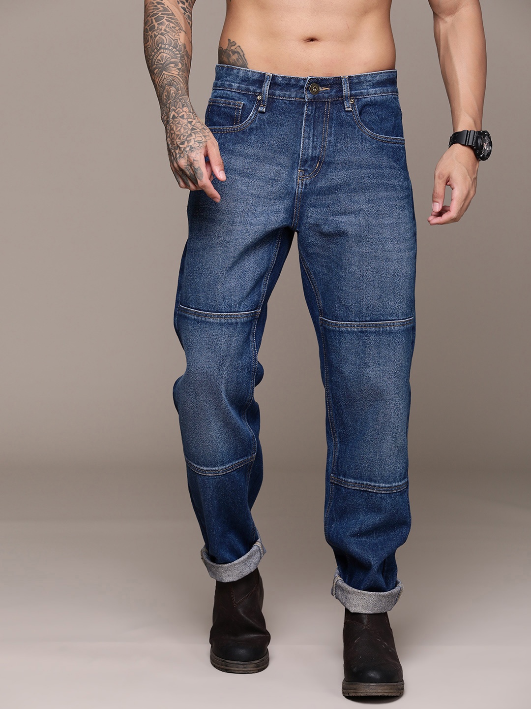 

Roadster Men Relaxed Fit Pure Cotton Jeans, Navy blue