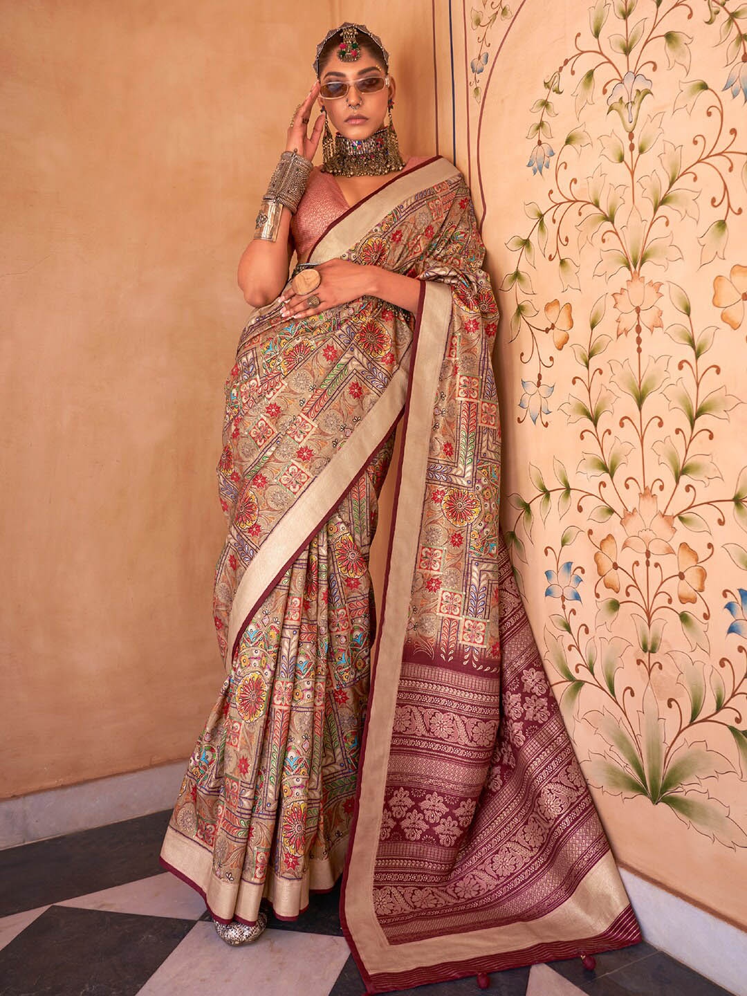 

Anouk Woven Design Zari Banarasi Saree, Beige