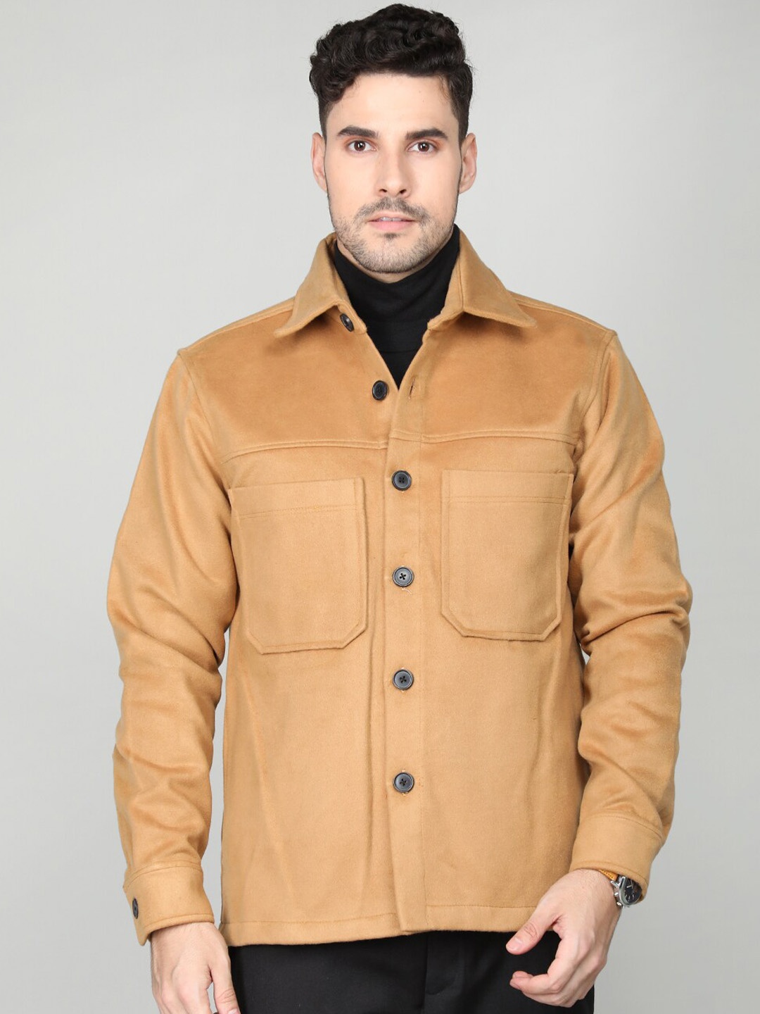 

Dlanxa Single-Breasted Spread Collar Overcoat, Brown