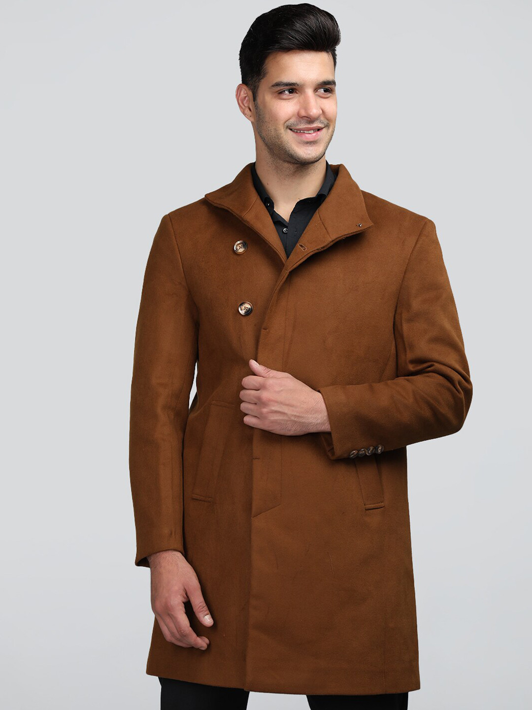 

Dlanxa Single-Breasted Spread-Collar Wool Tweed Coat, Brown