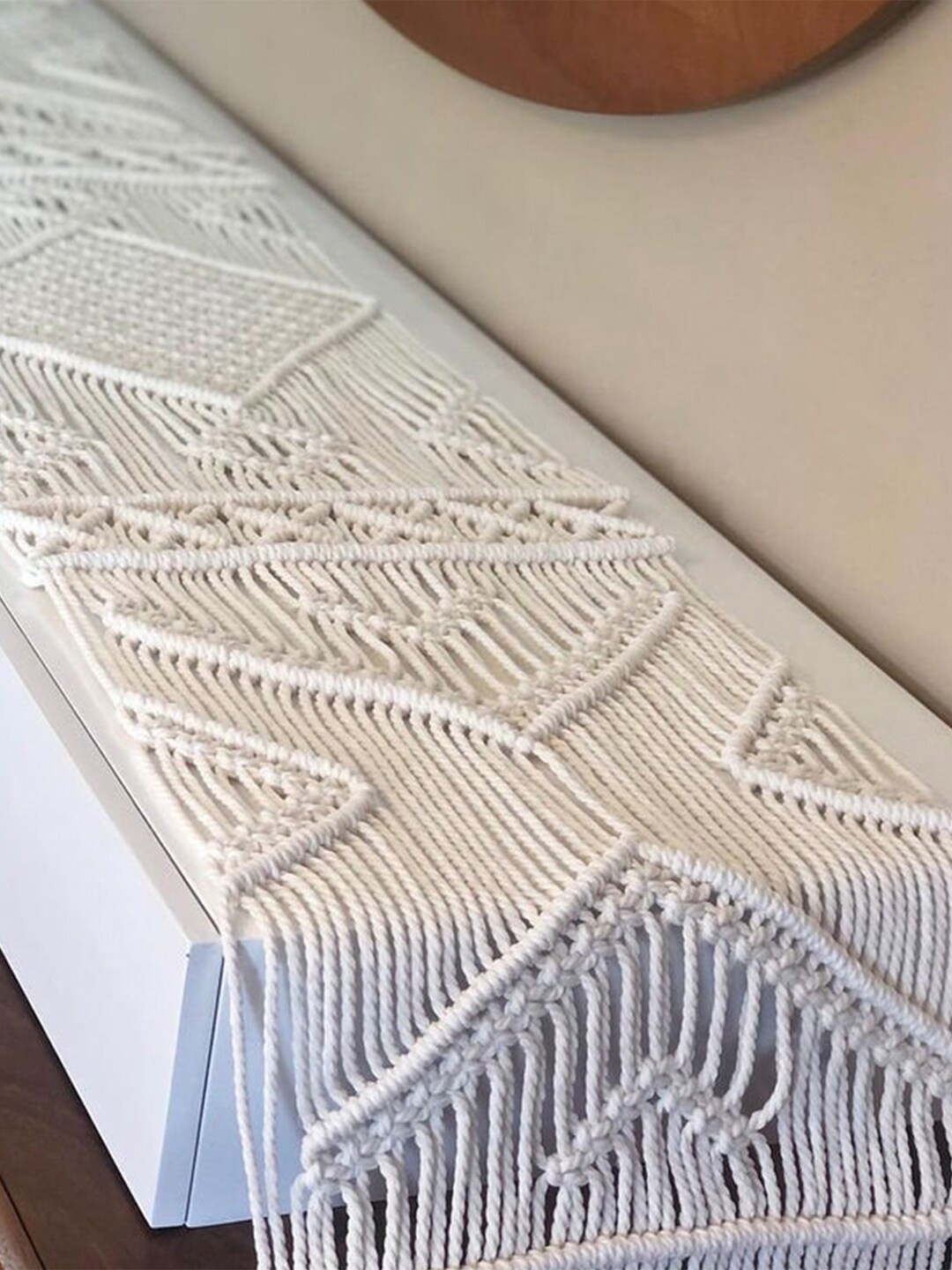 

Kaahira Off White Boho Macrame Pure Cotton Table Runner