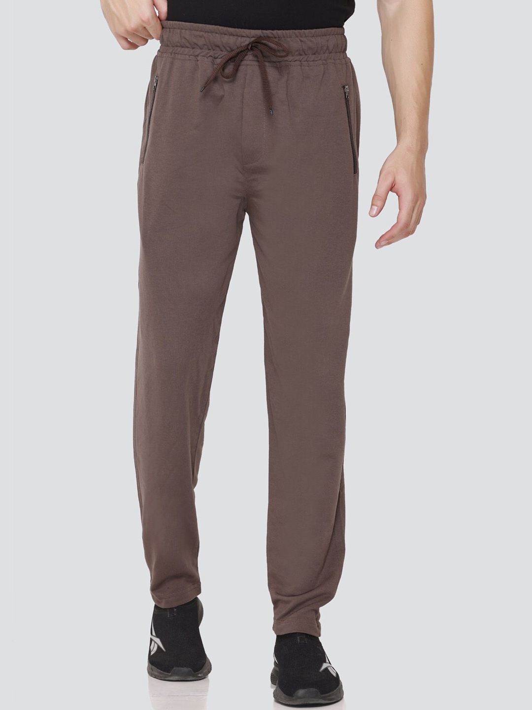 

JINXER Men Plus Size Straight Fit Mid-Rise Cotton Sports Track Pant, Brown