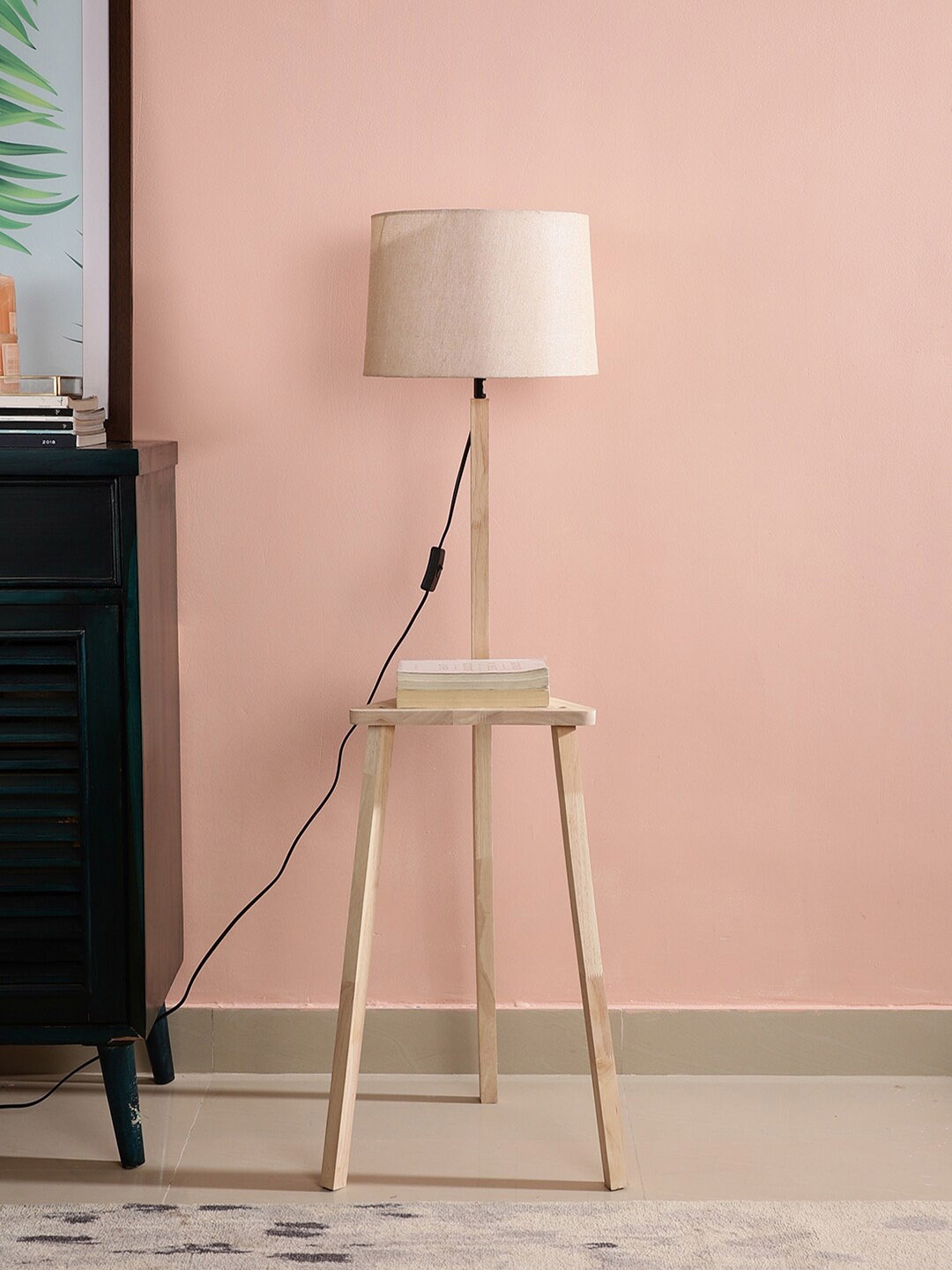 

SANDED EDGE Beige Cylinder-Shape Wooden Floor Lamp