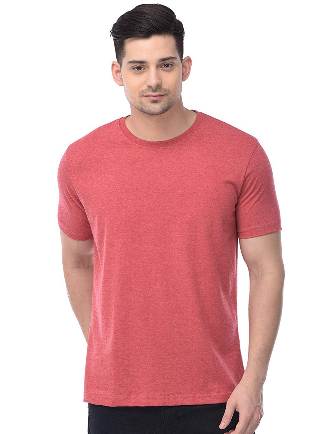 

COLOR CAPITAL Round Neck Cotton T-shirt, Red