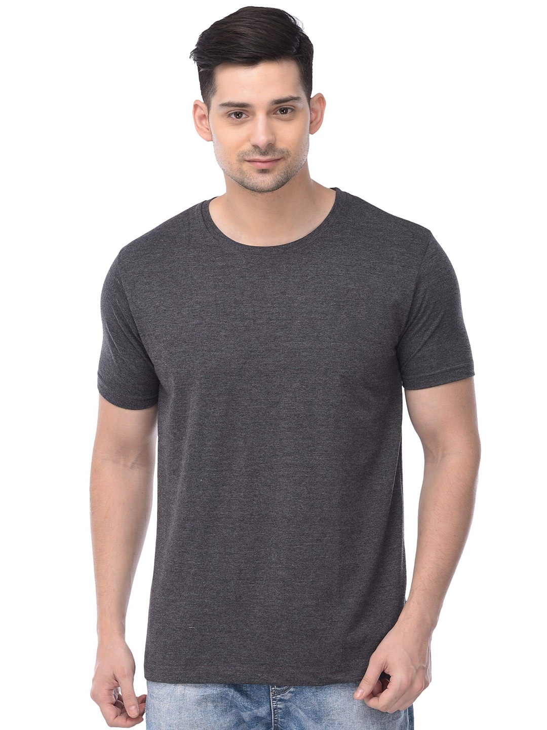 COLOR CAPITAL Round Neck Short Sleeves Cotton T-shirt, Na