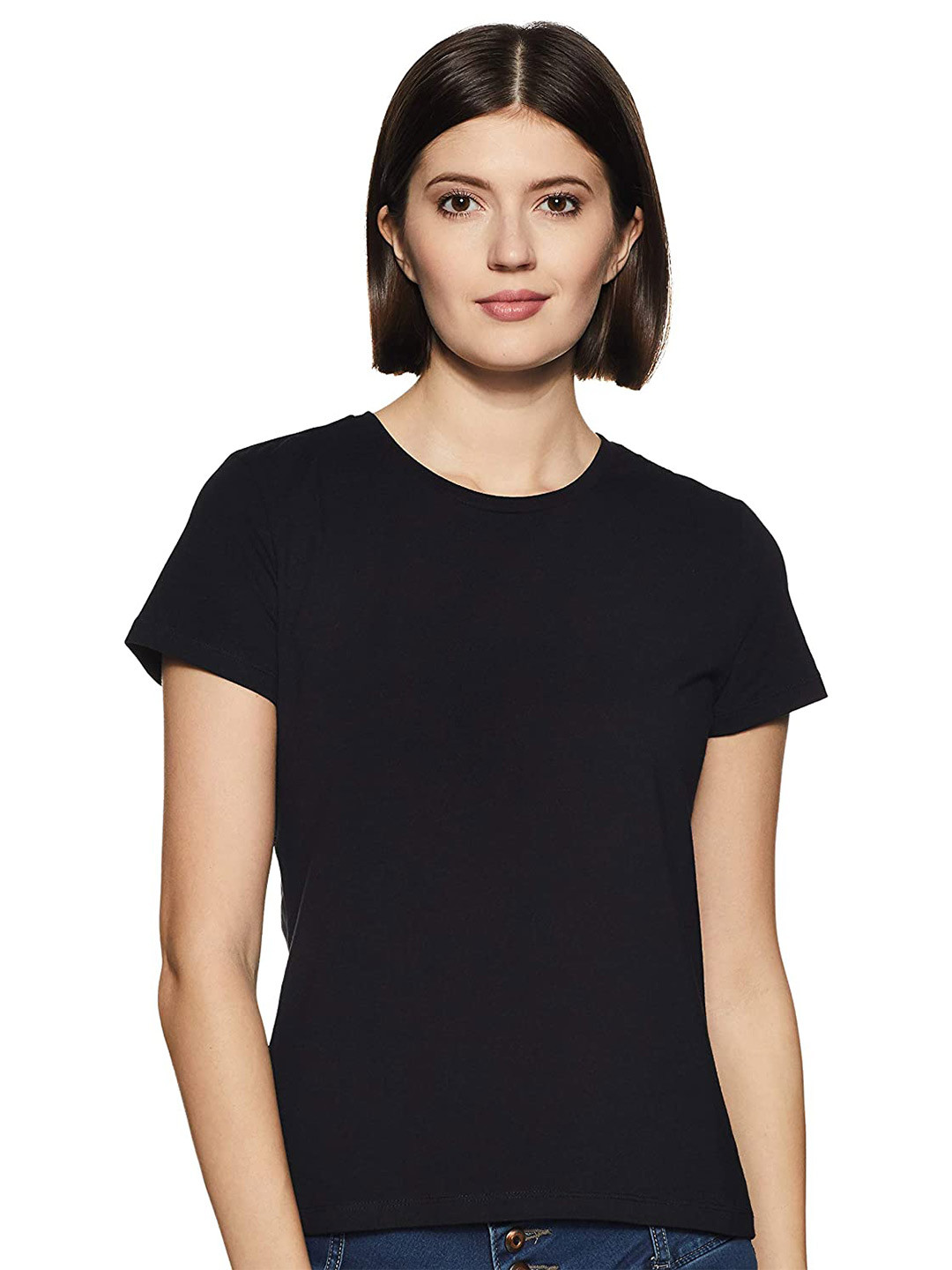 

COLOR CAPITAL Round Neck Cotton T-shirt, Black