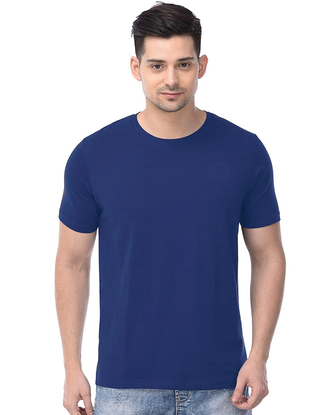 

COLOR CAPITAL Round Neck Cotton T-shirt, Blue