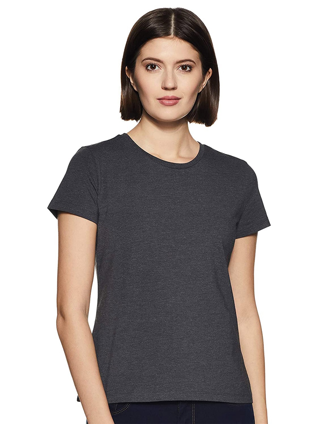 

COLOR CAPITAL Round Neck Cotton T-shirt, Charcoal