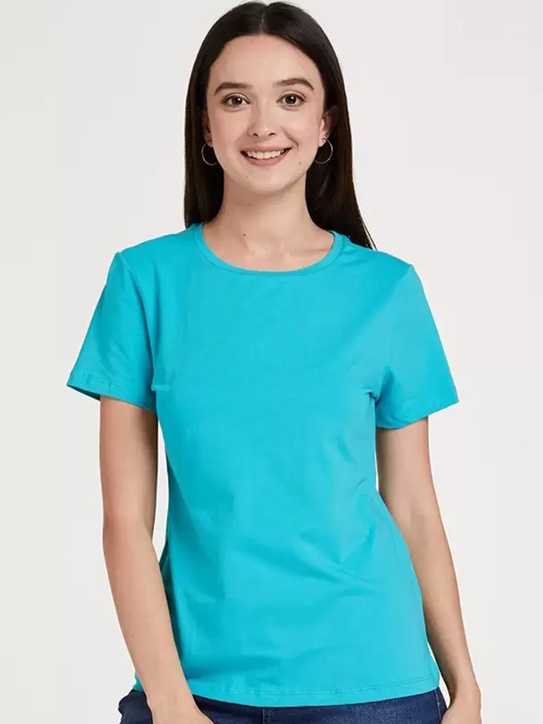 

COLOR CAPITAL Round Neck Cotton T-shirt, Blue