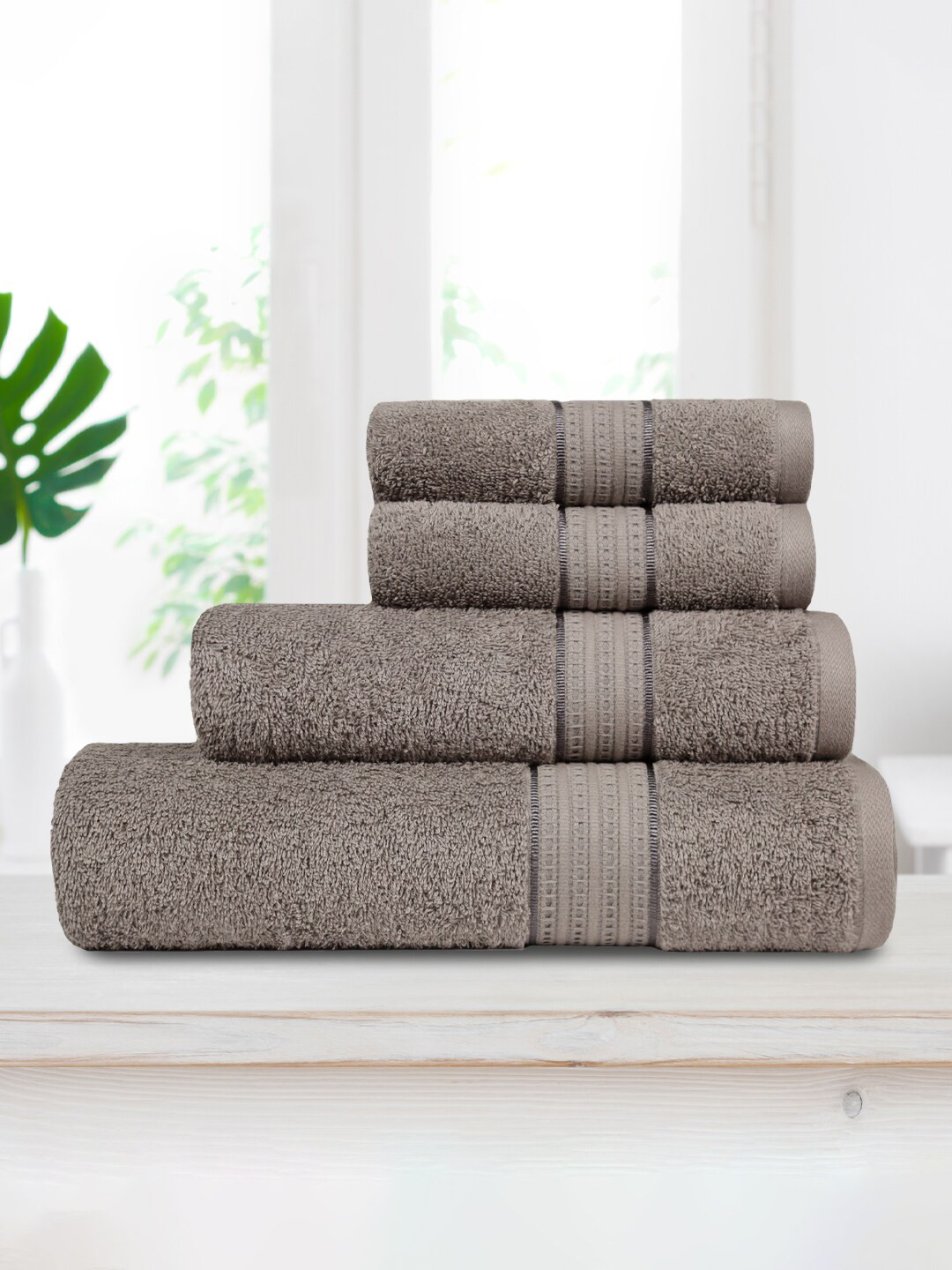 

MYTRIDENT Trident Grey 4 Pcs Cotton 400 GSM Towel Set