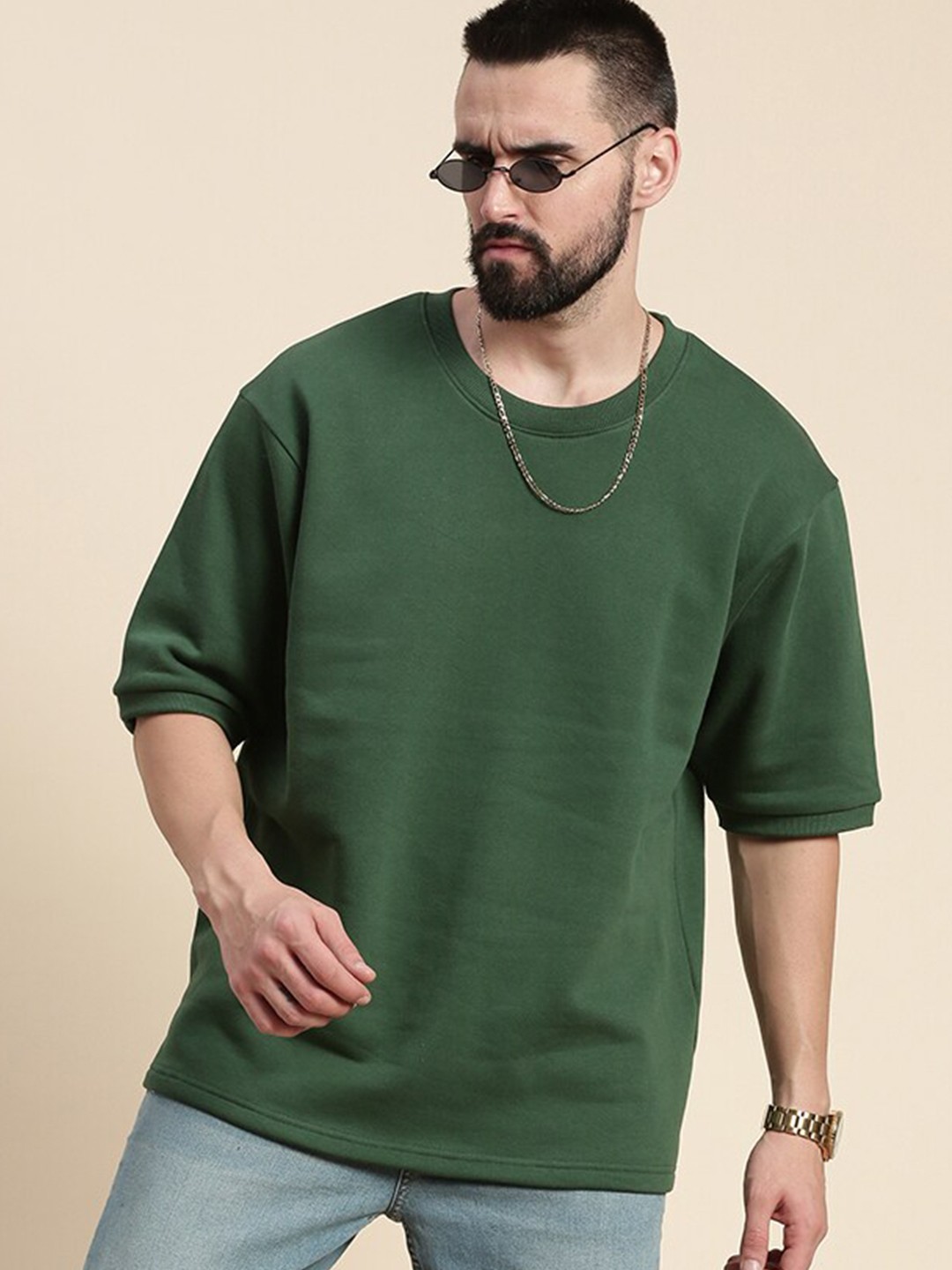

DILLINGER Round Neck Pullover Fleece Sweatshirt, Green