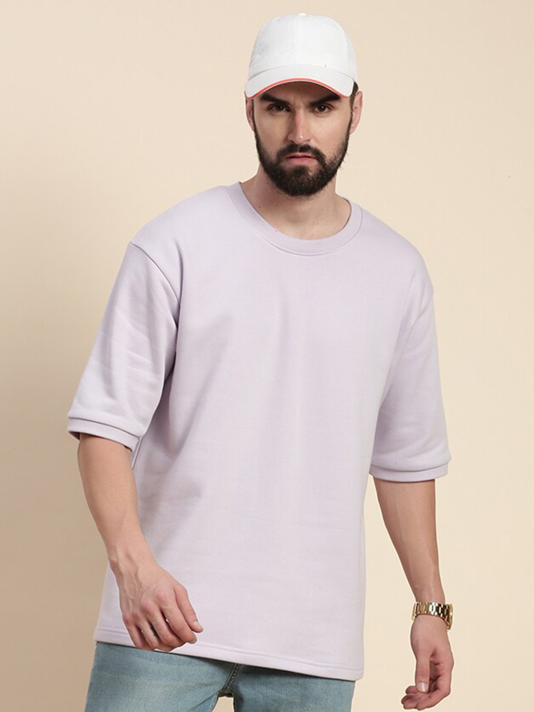 

DILLINGER Round Neck Oversized Fleece Sweatshirt, Lavender
