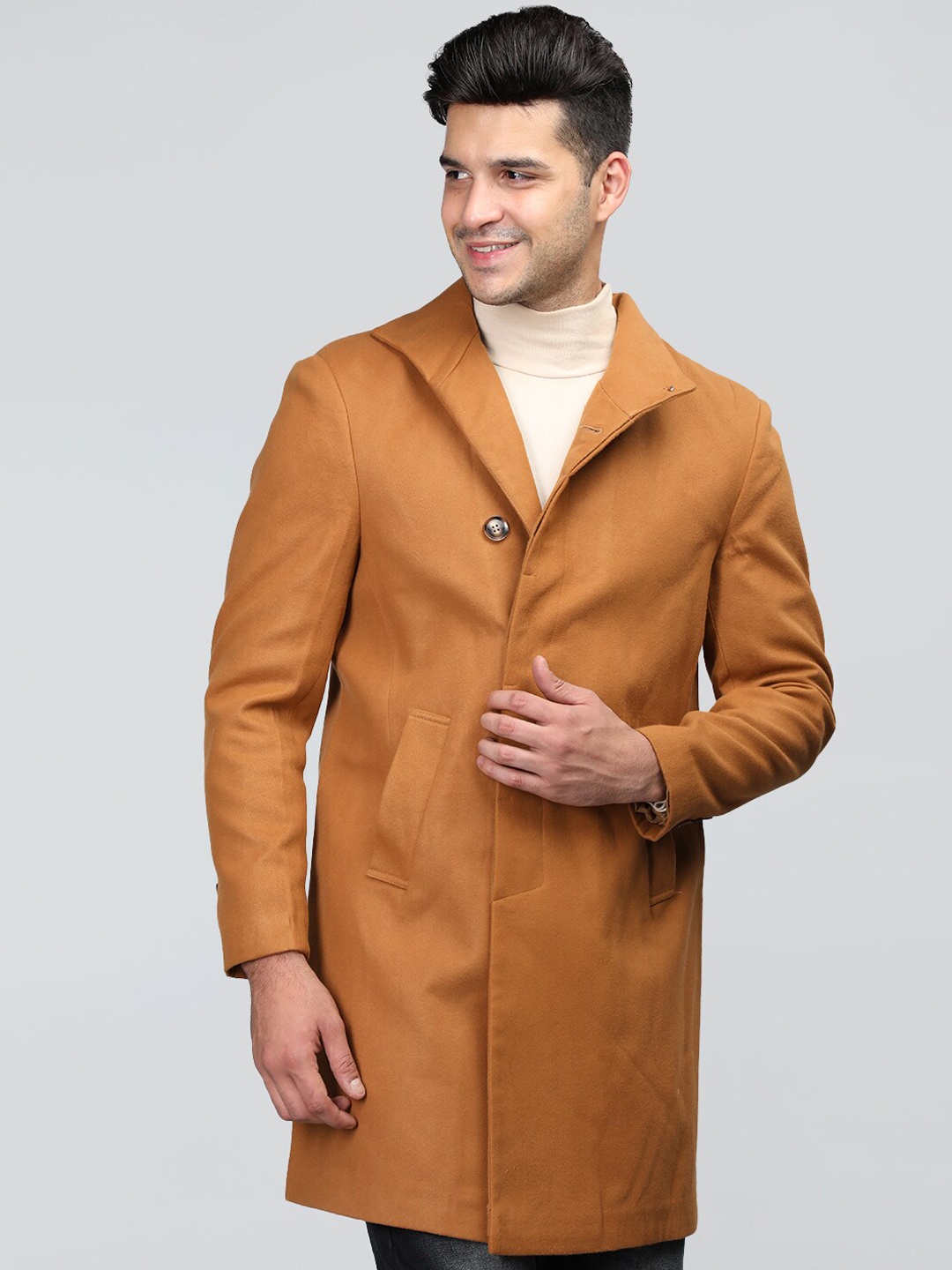 

CHKOKKO Single-Breasted Overcoat, Camel brown