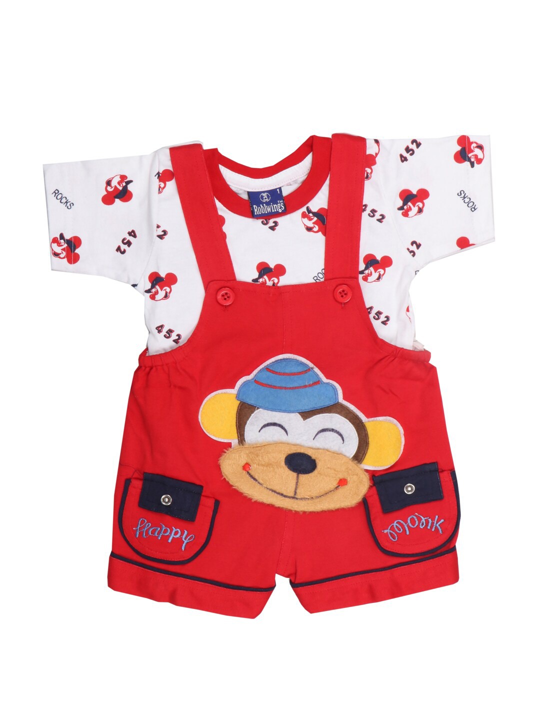 

BAESD Infants Kids Pure Cotton Printed T-shirt With Capris, Red