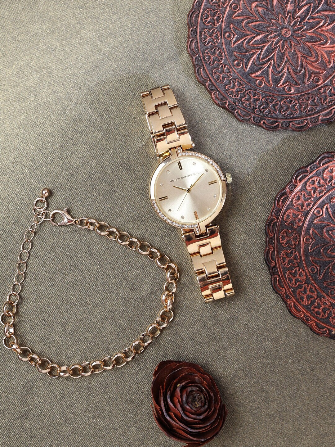 

French Connection Women Watch Gift Set FCW04GM, Gold
