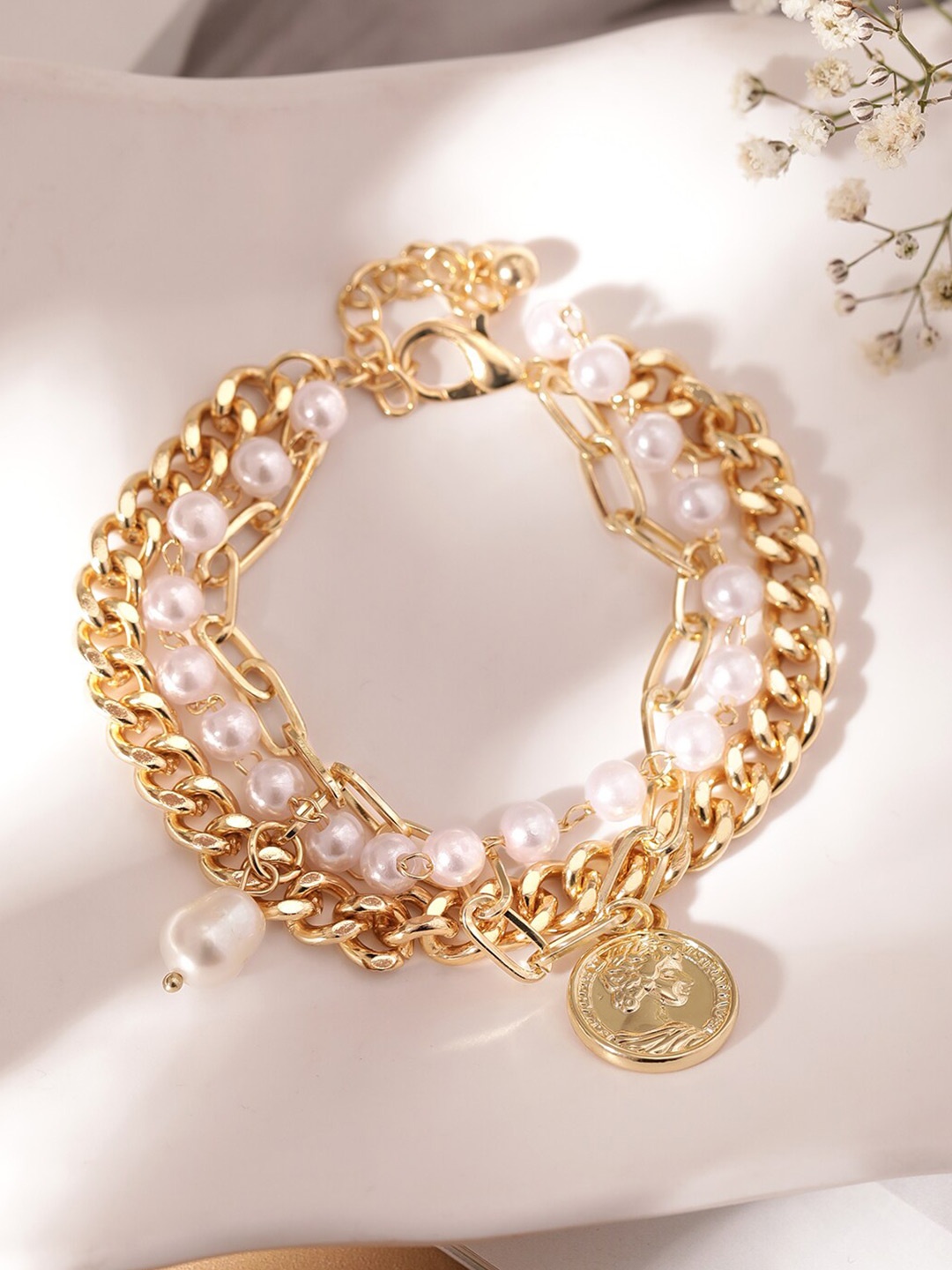

Rubans Voguish 22K Gold Plated Link Bracelet
