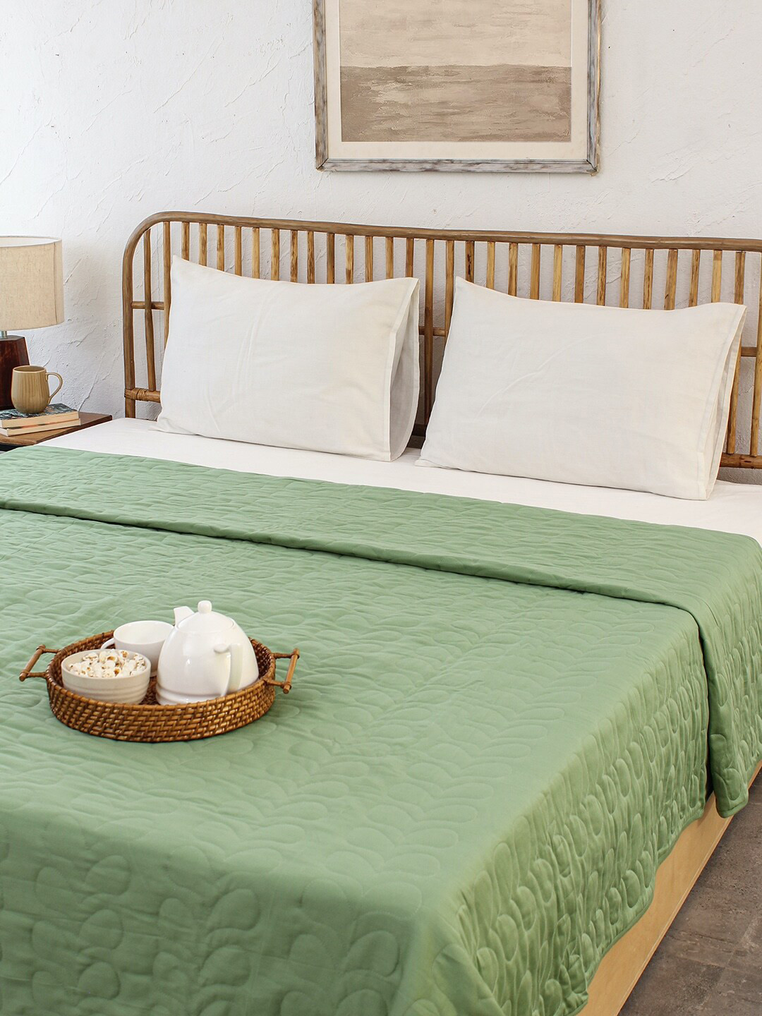 

House This Green 250-349 TC Cotton Satin Double Bed Cover