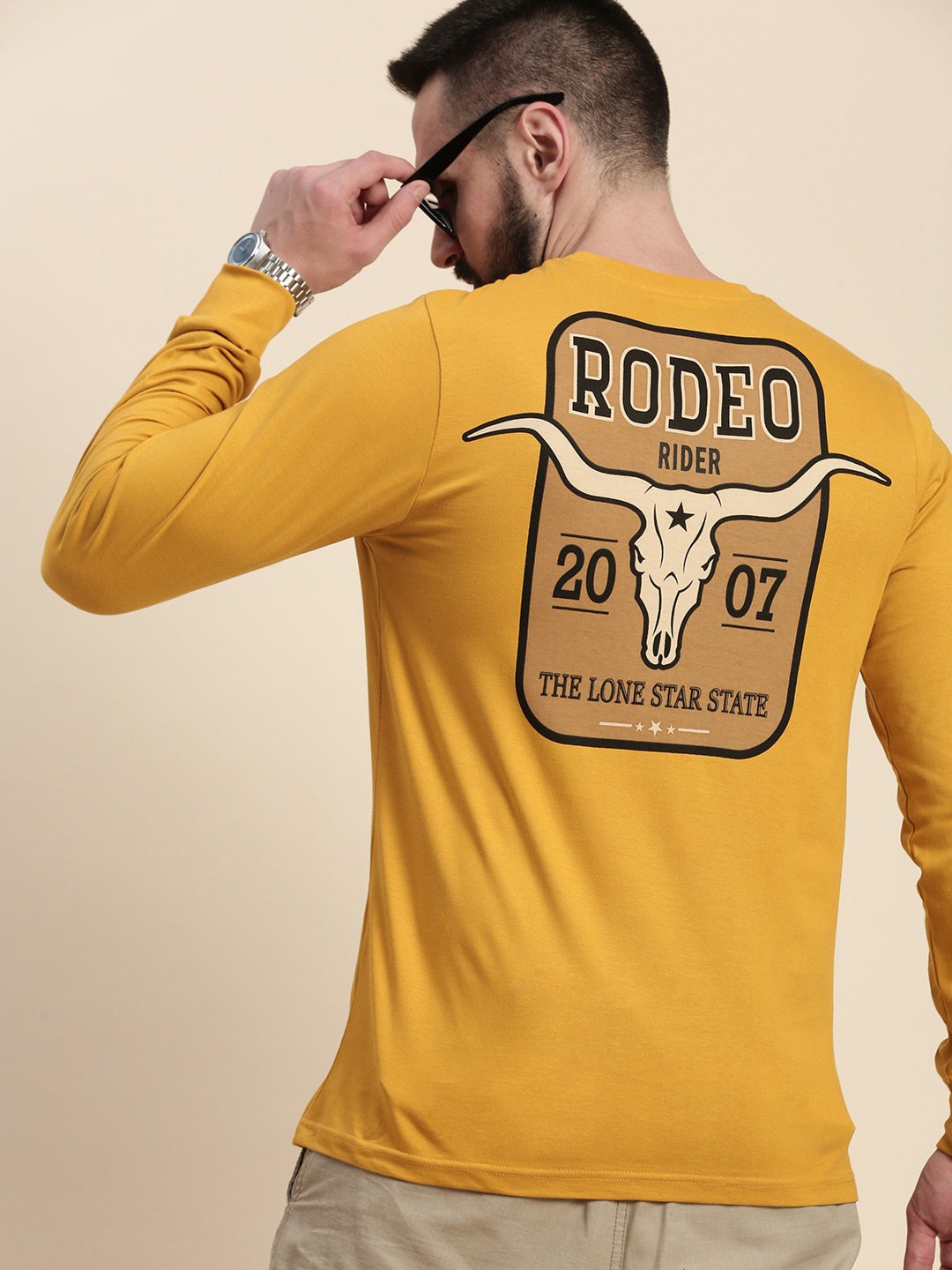 DILLINGER Graphic Printed Pure Cotton T-shirt, Mustard